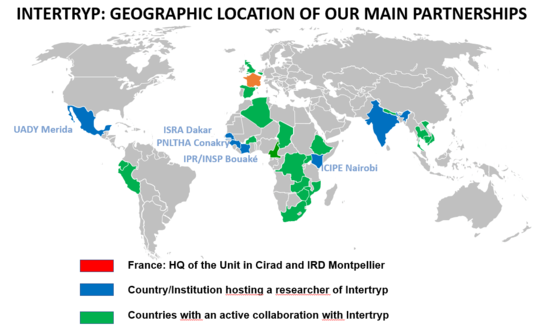 INTERTRYP: geographic location of our main partnerships